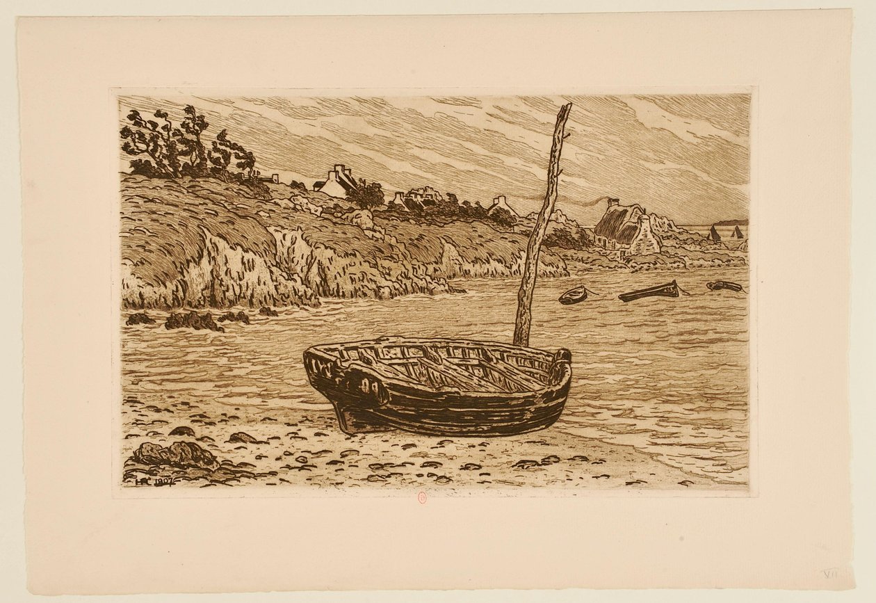 [Bootje aan de waterkant, Loguivy] door Henri Rivière