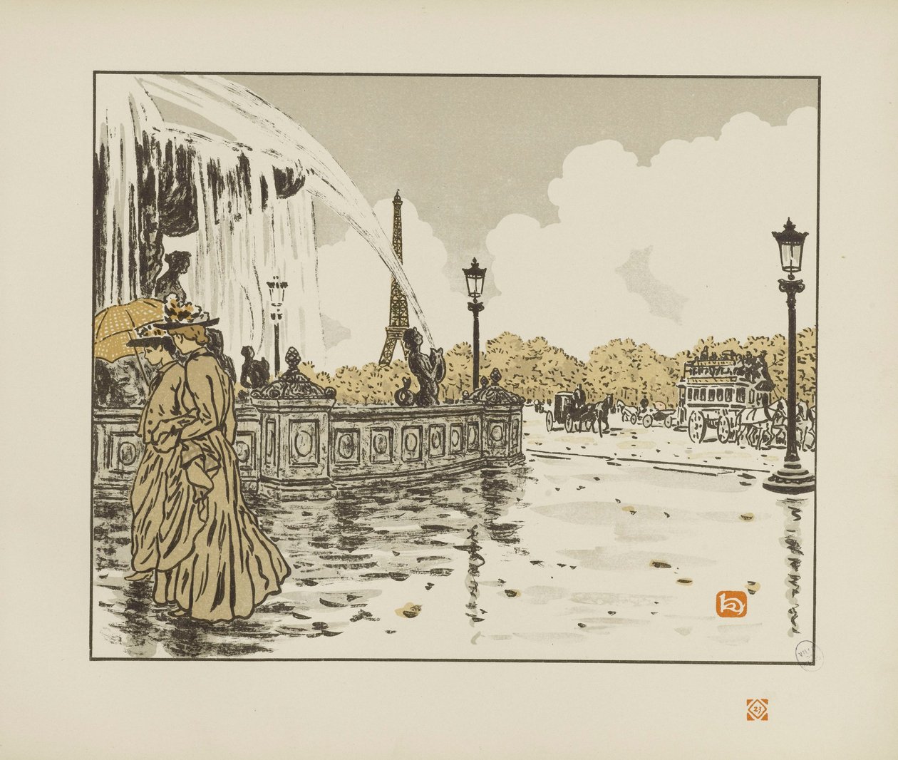 Vanaf de Place de la Concorde [De zesendertig gezichten op de Eiffeltoren] door Henri Rivière