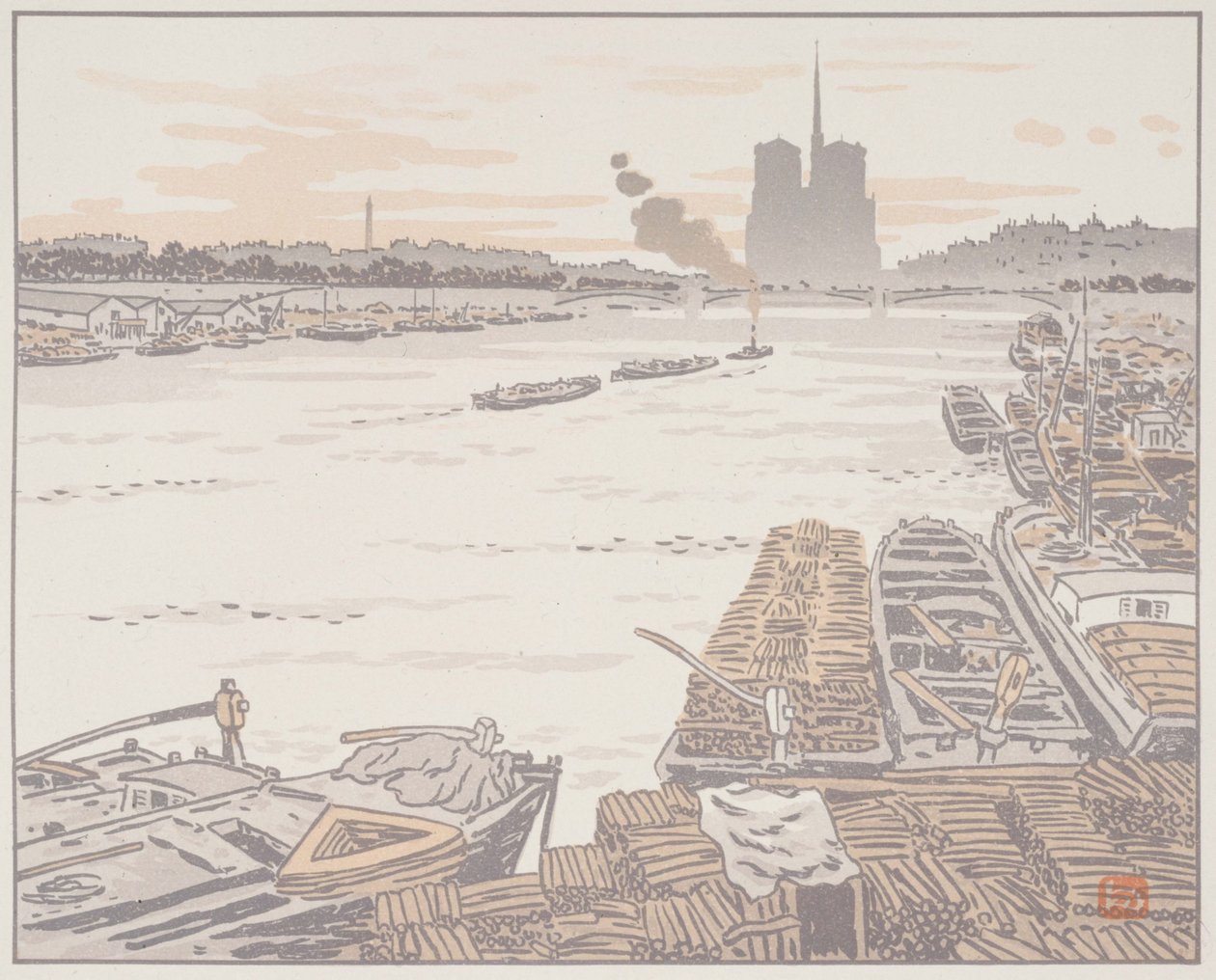 Vanaf de Austerlitzbrug [De zesendertig gezichten op de Eiffeltoren] door Henri Rivière