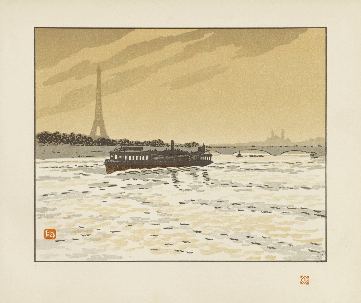 Vanaf de Quai de la Conférence [De zesendertig gezichten op de Eiffeltoren] door Henri Rivière