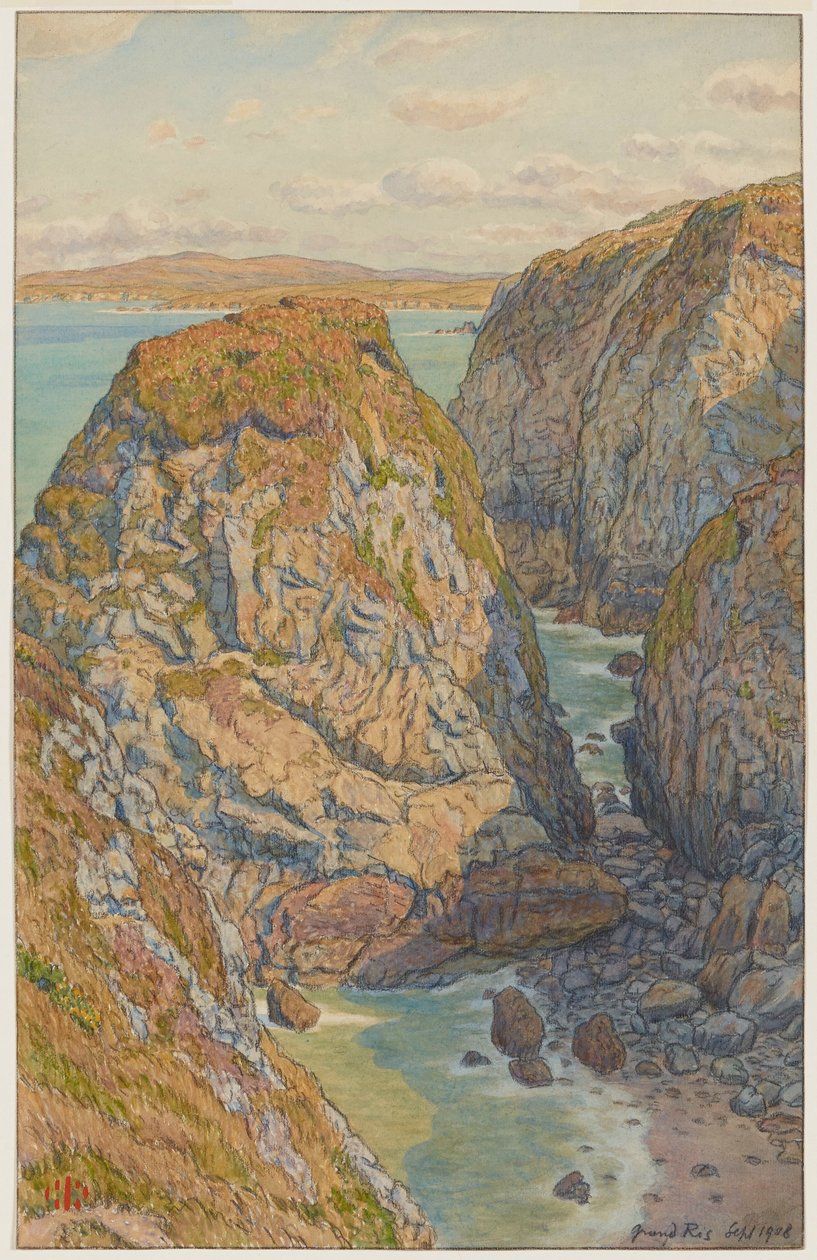 Klippen des Grand Ris. (Bucht von Douarnenez) door Henri Rivière