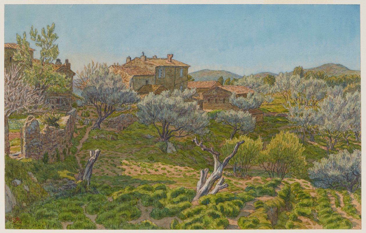 Bauernhöfe in Bormes door Henri Rivière