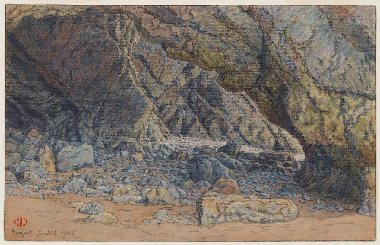 Grotten van Morgat door Henri Rivière