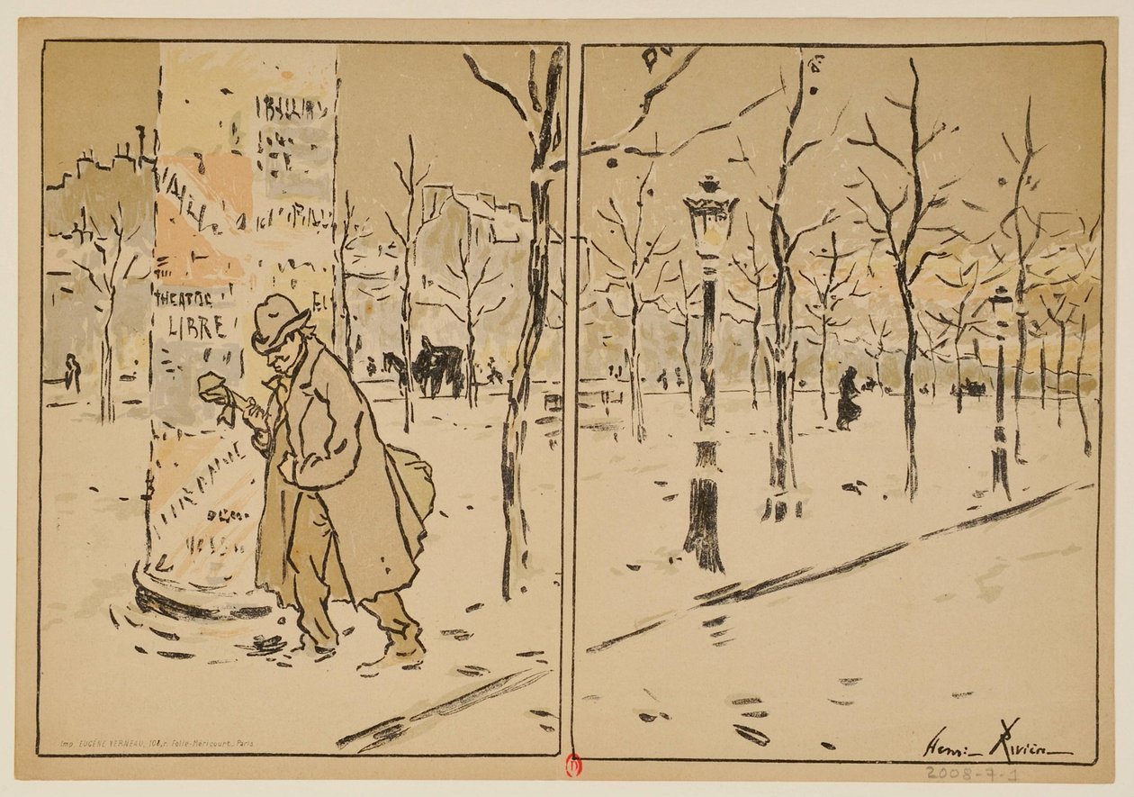 [Parijs in de winter: Programma van het Théâtre Libre, seizoen 1889-1890] door Henri Rivière