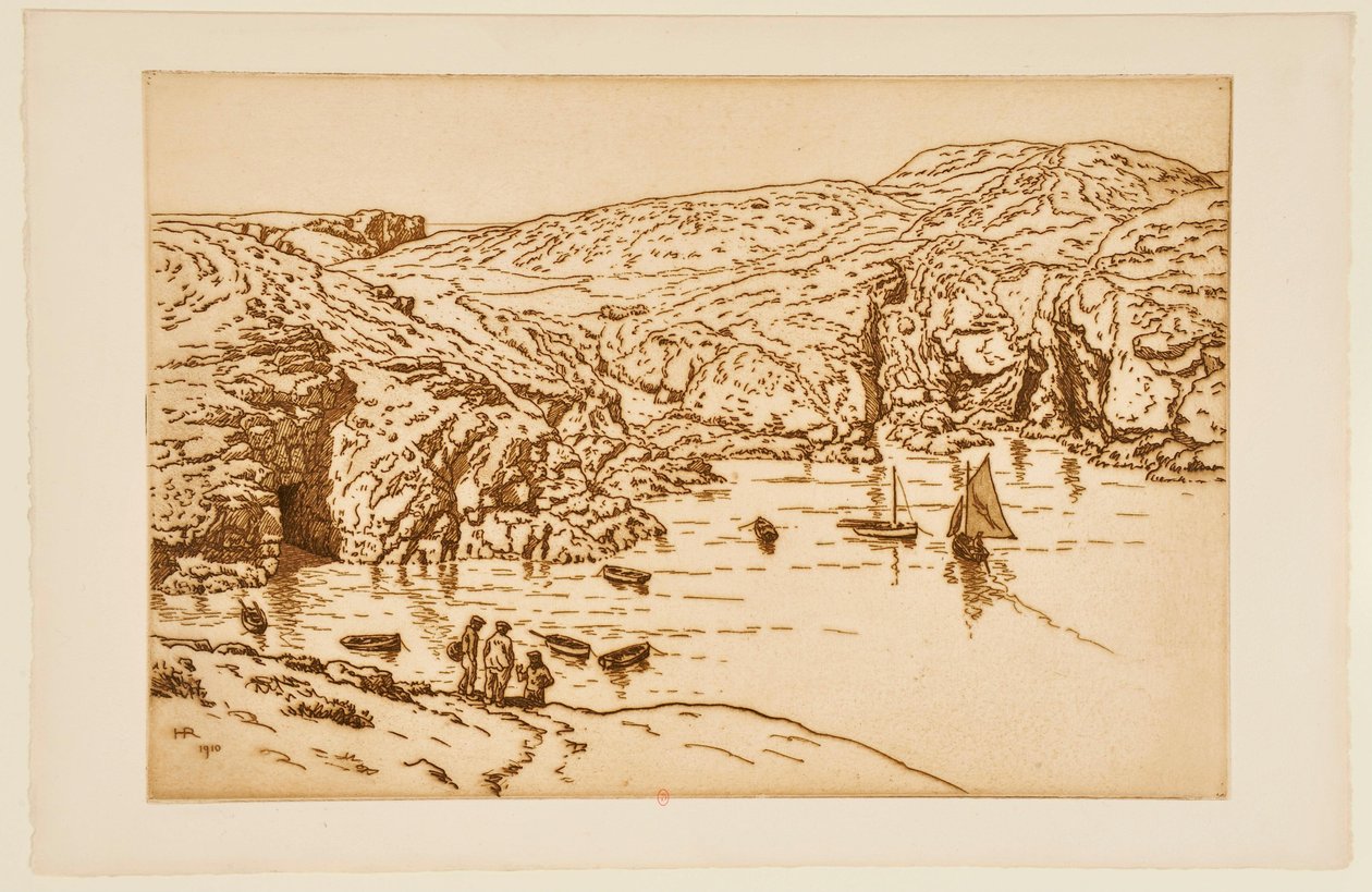 Zeilboot in een baai door Henri Rivière