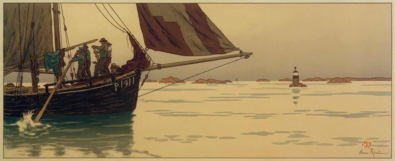 Op stille zee door Henri Rivière