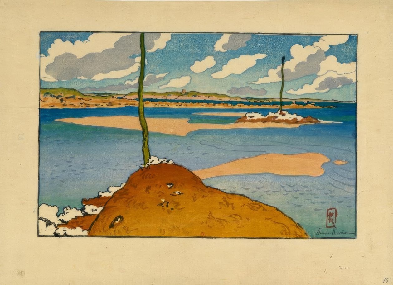 La Balise Chéruette bij eb (Saint-Briac) door Henri Rivière