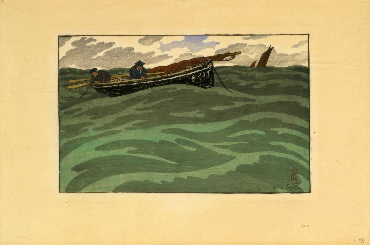 Vissers op Zee (Loguivy) door Henri Rivière