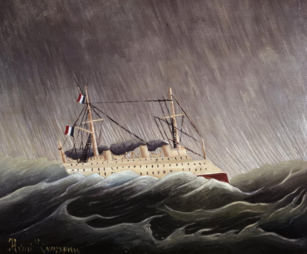 Schip in de storm door Henri Rousseau