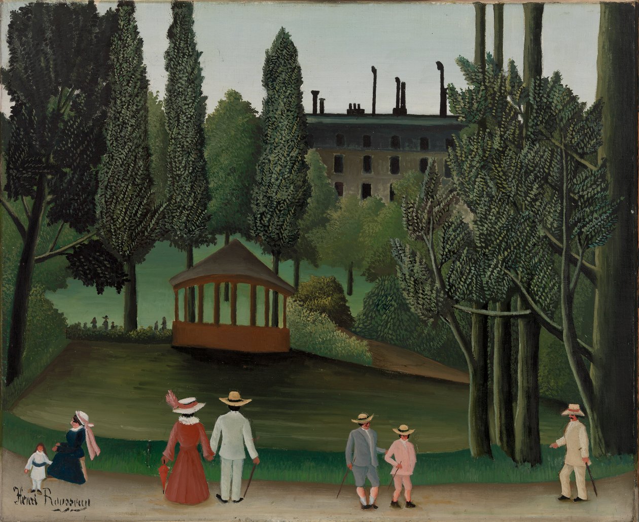 Uitzicht op Montsouris Park, de Kiosk door Henri Rousseau