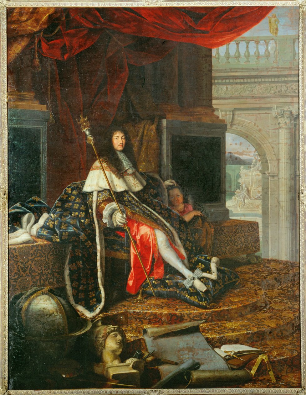 Lodewijk XIV, beschermheer van de Academie voor Schilder- en Beeldhouwkunst ... (beeldhouwkunst) door Henri Testelin