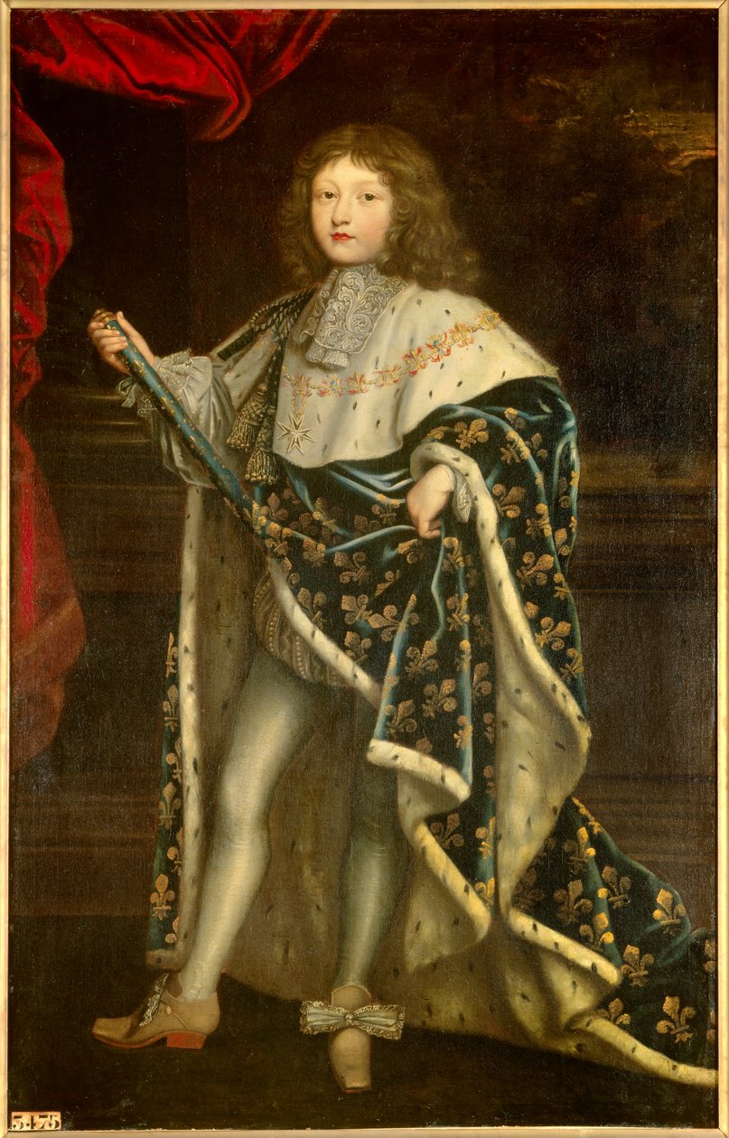Portret van Lodewijk XIV als kind (1638 - 1715) in heilige kleding. Schilderij door Henri Testelin (1616 - 1695) door Henri Testelin