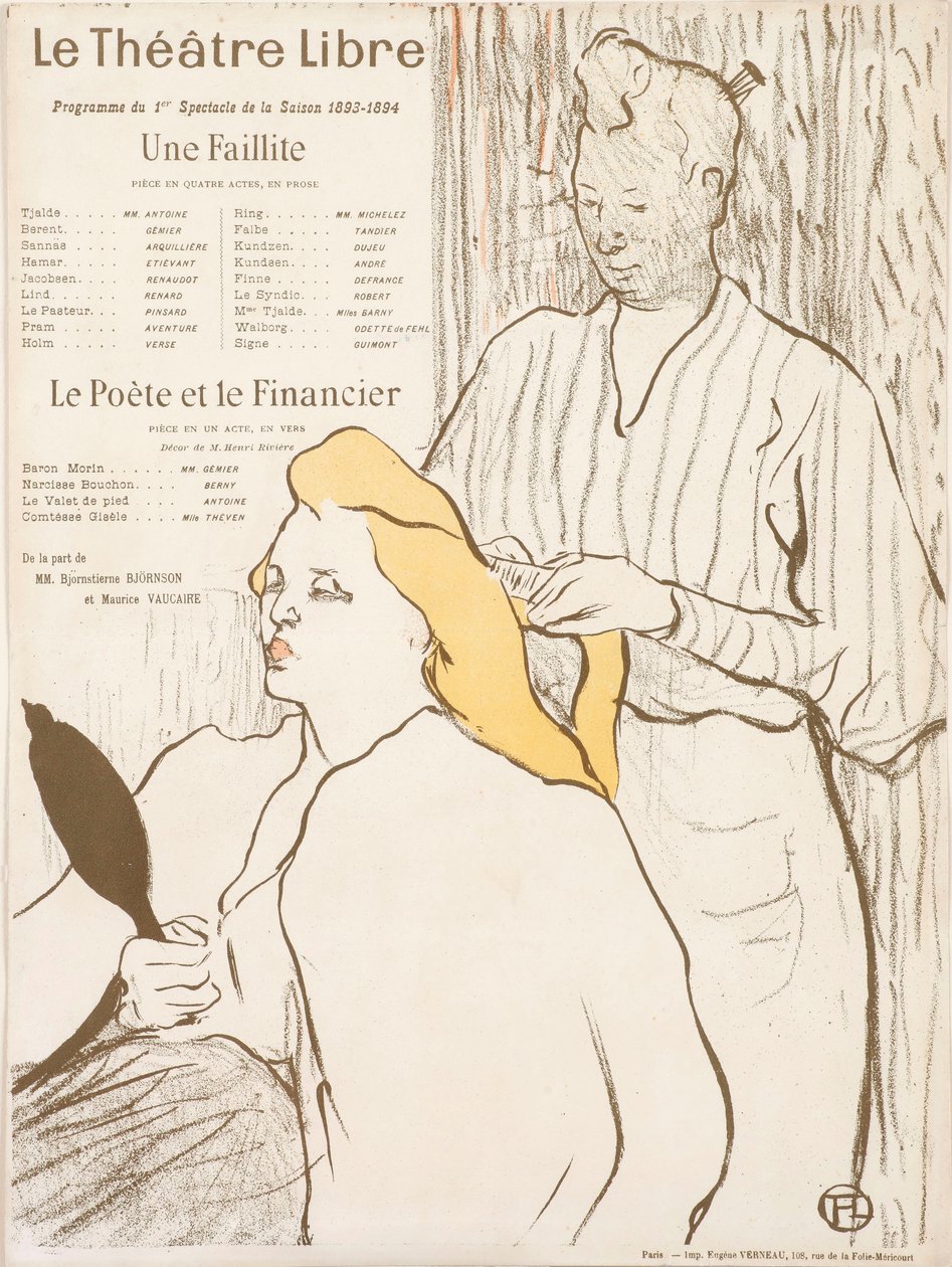 De Kapper - Programma van Théâtre Libre, 1893 door Henri Toulouse Lautrec de