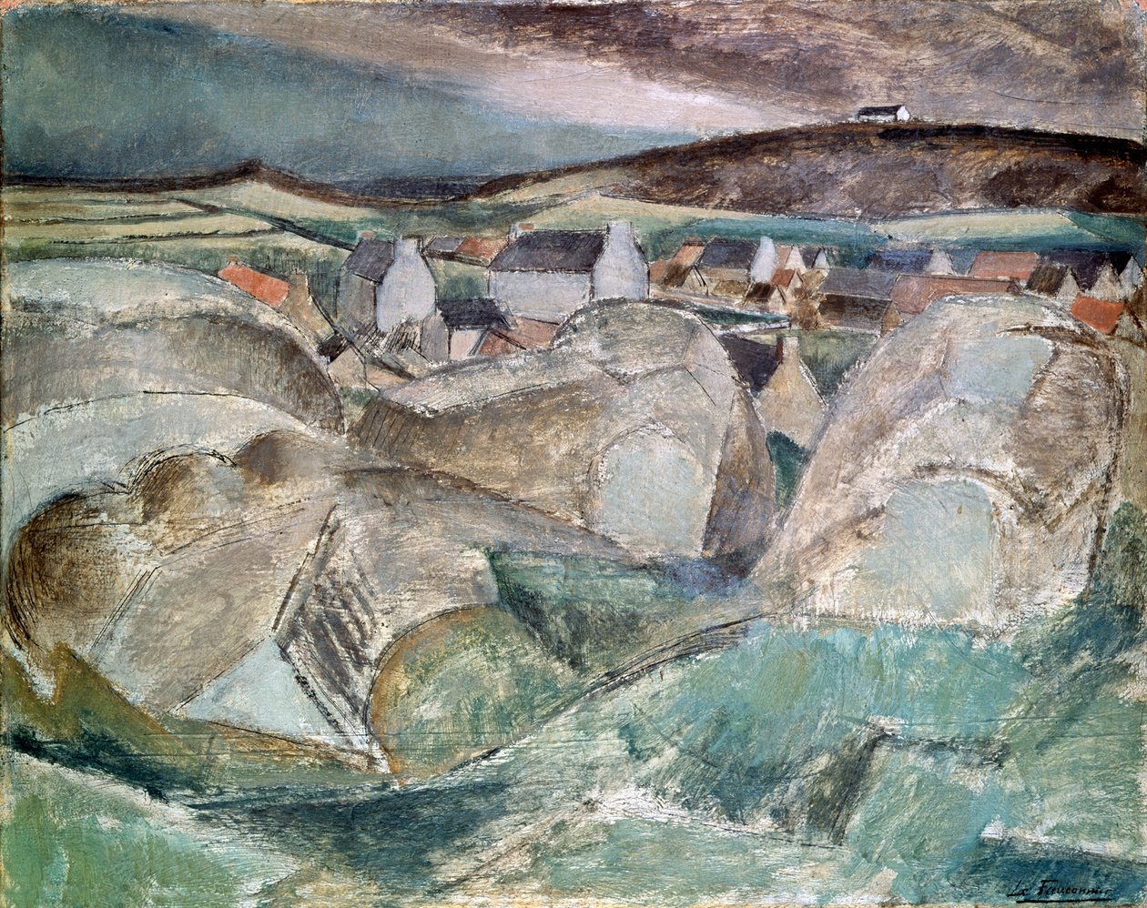 Dorp tussen de rotsen door Henri Victor Gabriel Le Fauconnier
