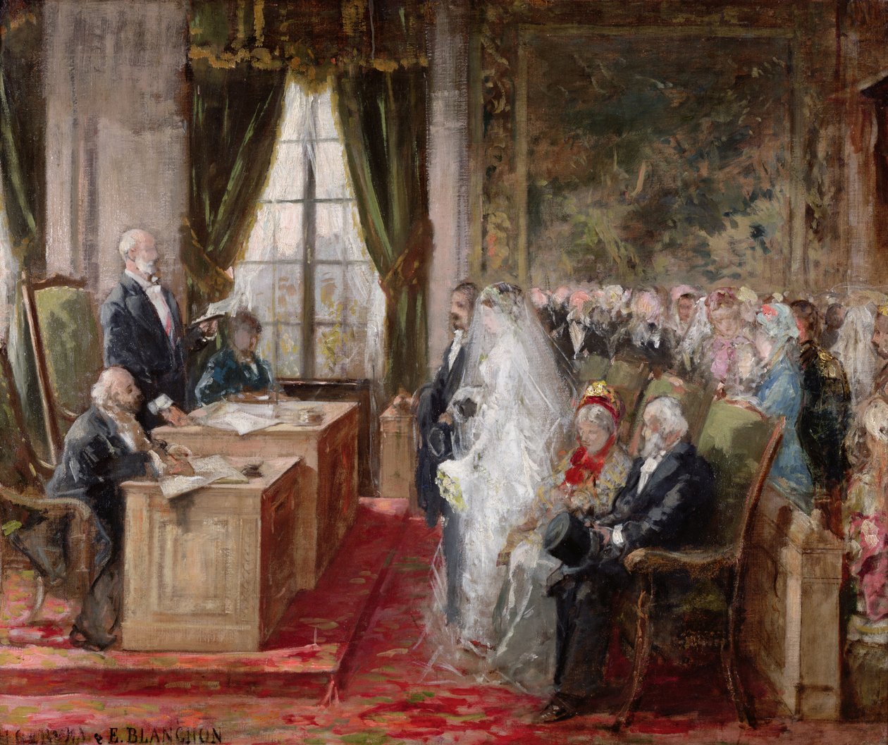 Studie voor het Burgerlijk Huwelijk in het Stadhuis van het 19e Arrondissement, 1881 door Henri Gervex
