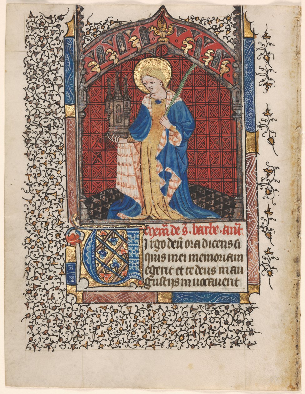Blad uit een Getijdenboek: St. Barbara (6 van 6 Uitgesneden Bladen) door Henri d