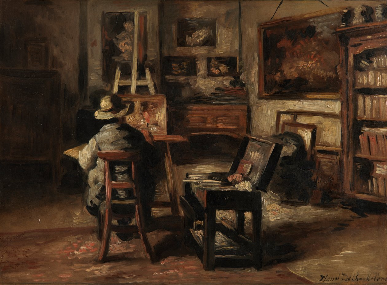 Het Atelier van Ferdinand De Braekeleer I, Vader van de Schilder door Henri de Braekeleer