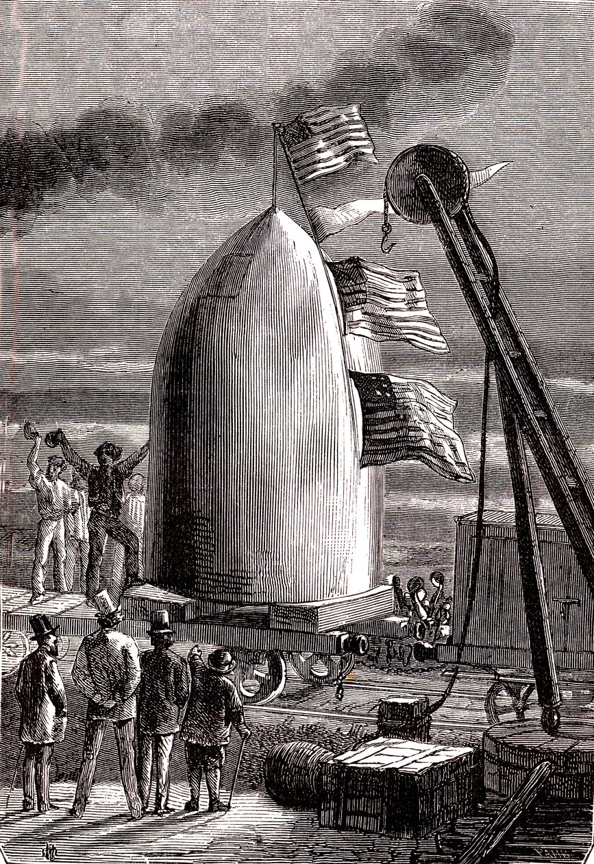 Het gigantische kanonprojectiel arriveerde bij Stone