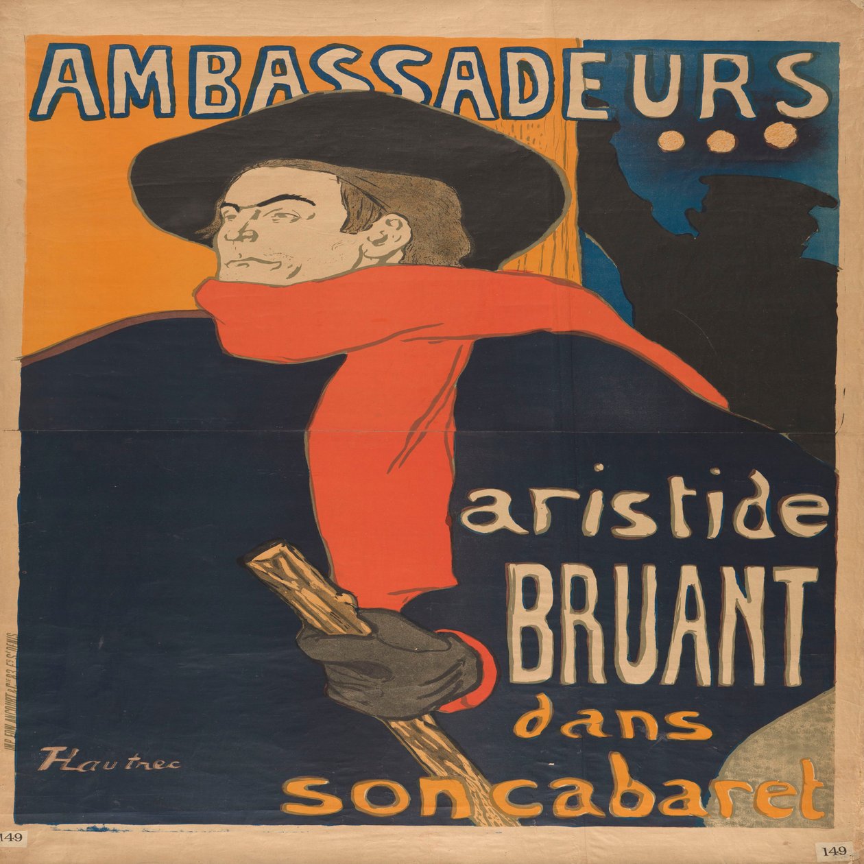Ambassadeurs Aristide Bruant in seinem Kabarett door Henri de Toulouse-Lautrec