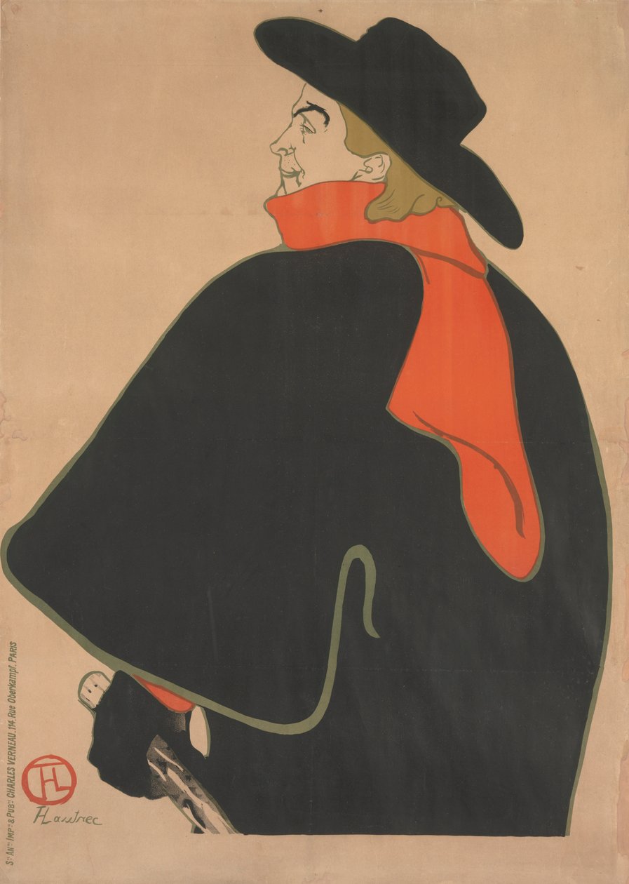 Aristide Bruant, in zijn cabaret door Henri de Toulouse-Lautrec