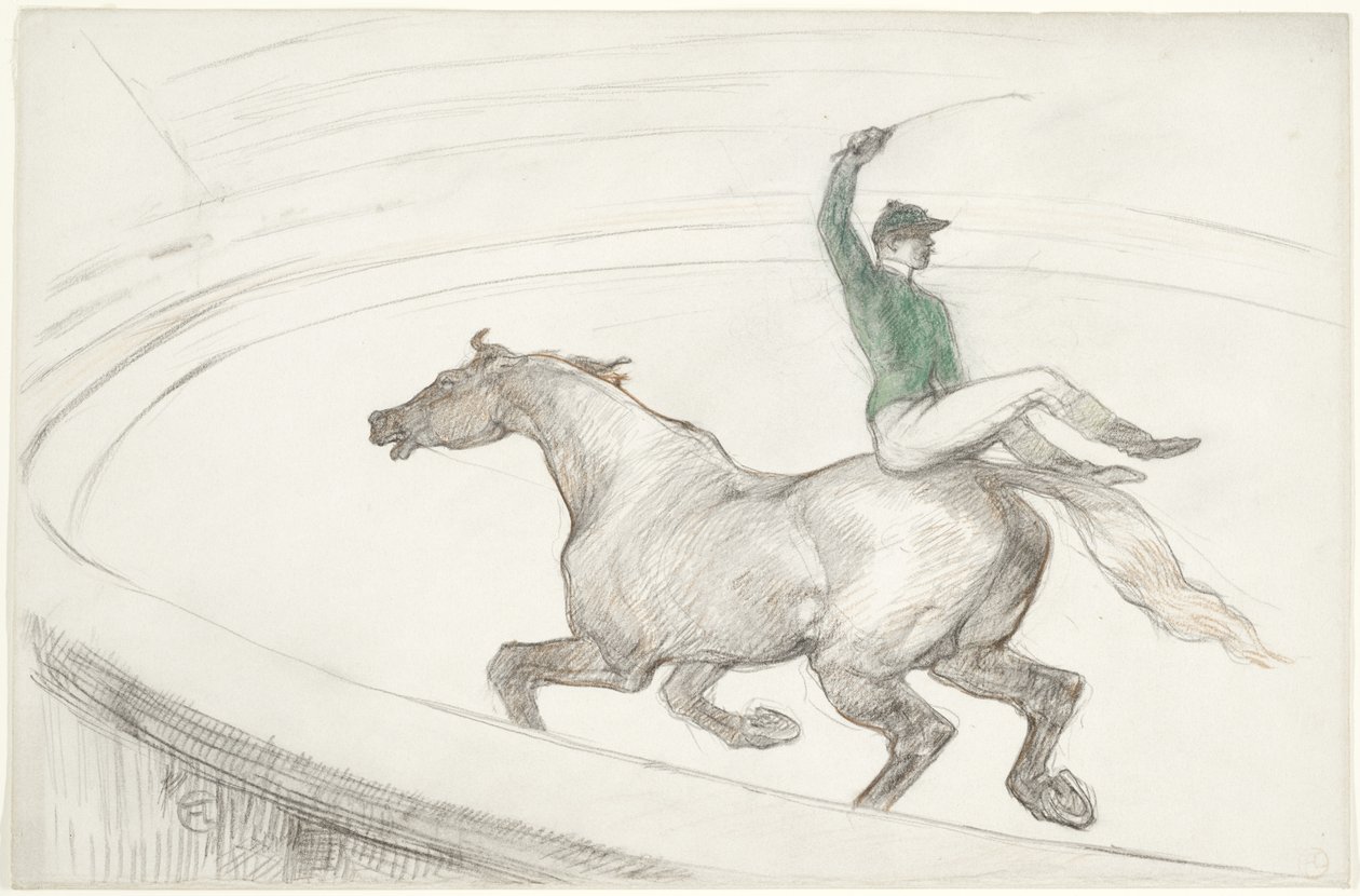 In het Circus: Jockey door Henri de Toulouse Lautrec