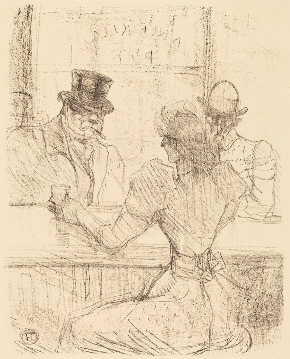 In de Picton Bar, rue Scribe (Au bar Picton, rue Scribe) door Henri de Toulouse-Lautrec