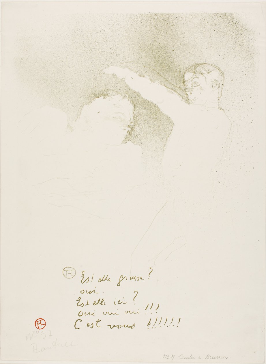Bij de Variétés: Mademoiselle Lender en Brasseur door Henri de Toulouse-Lautrec