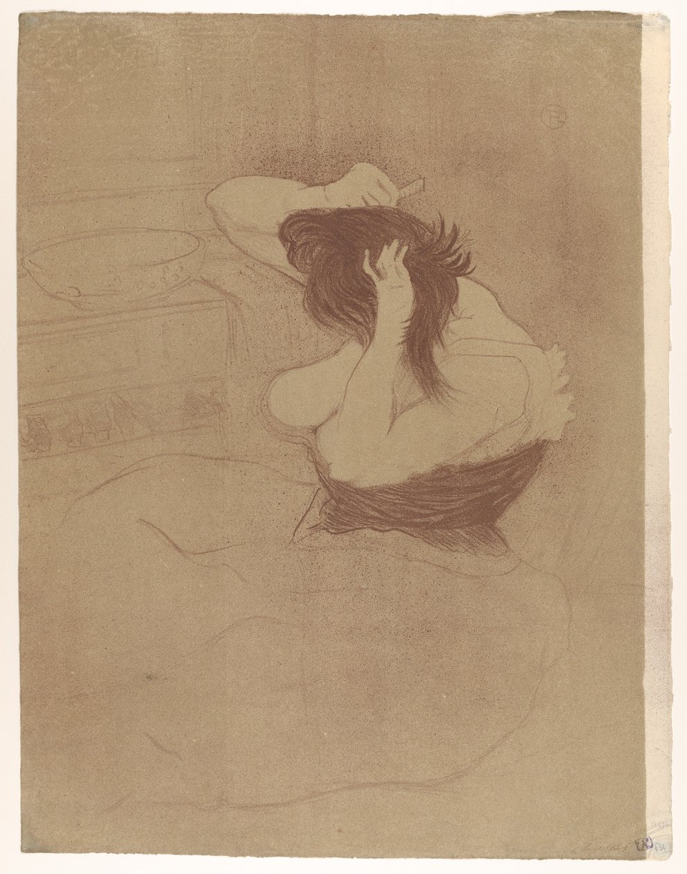 Haar haar kammen door Henri de Toulouse-Lautrec