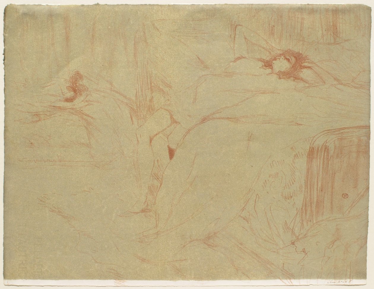 Elles: Vrouw liggend op haar rug - Vermoeidheid door Henri de Toulouse-Lautrec
