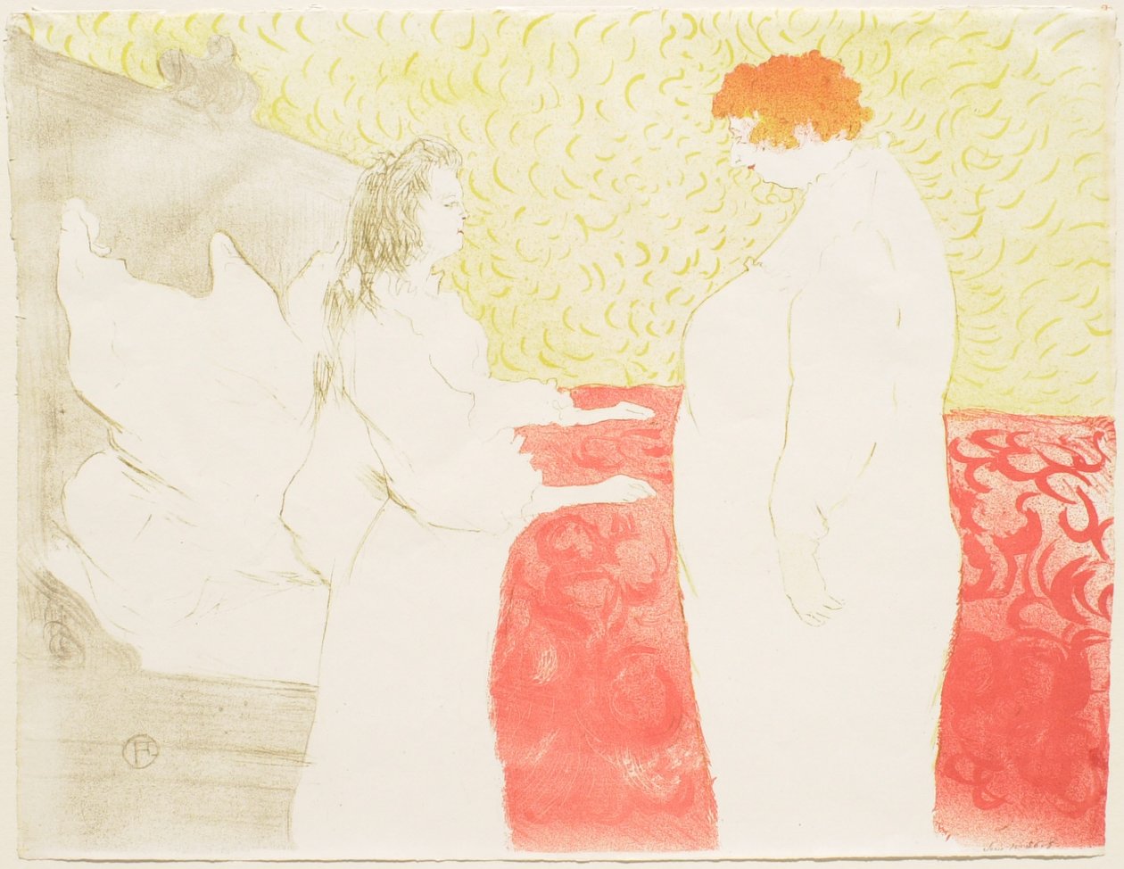 Elles: Vrouw in bed, in profiel gezien - Het ontwaken door Henri de Toulouse-Lautrec