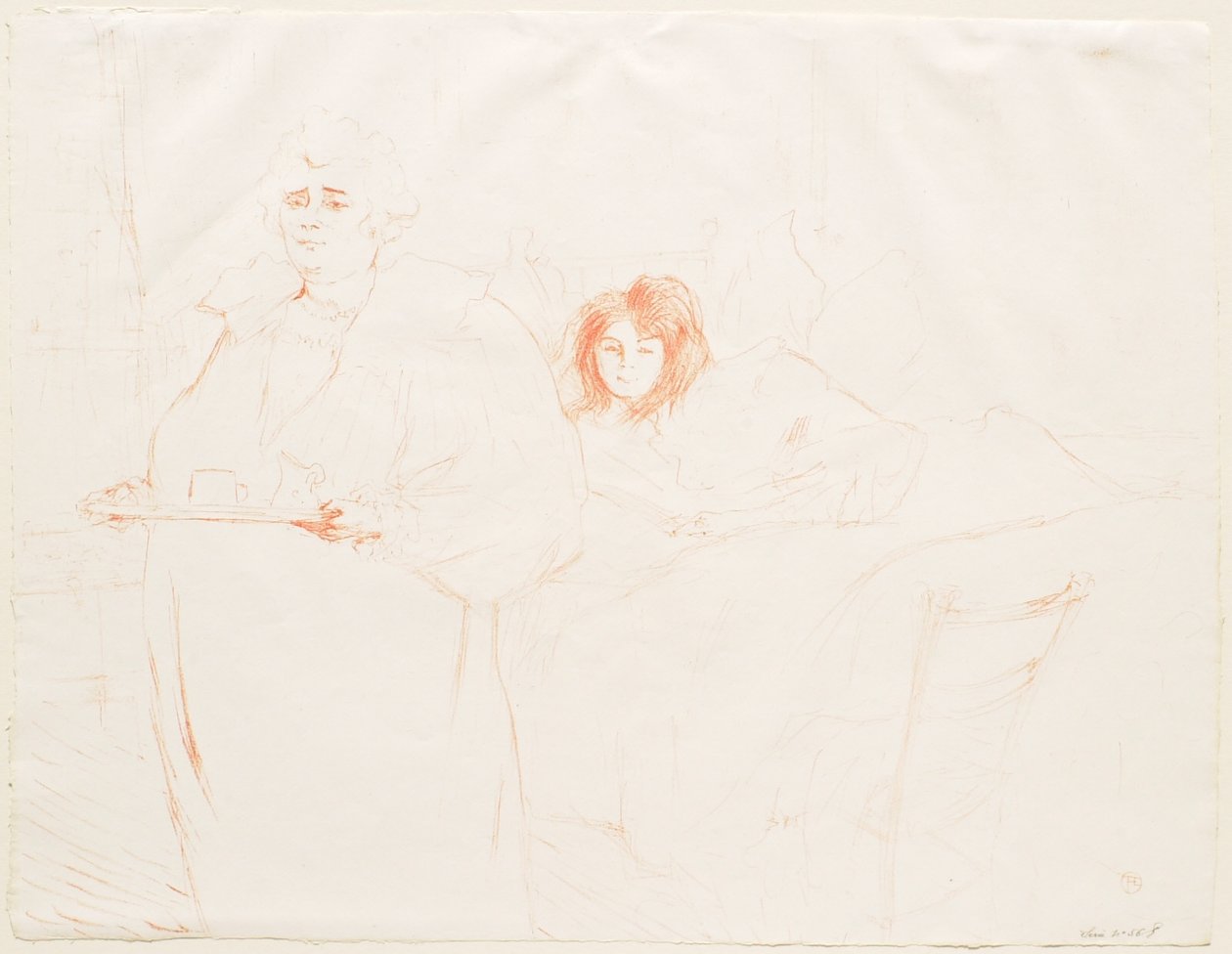 Elles: Vrouw met dienblad: Ontbijt - Mme Baron en Mlle Popo door Henri de Toulouse-Lautrec