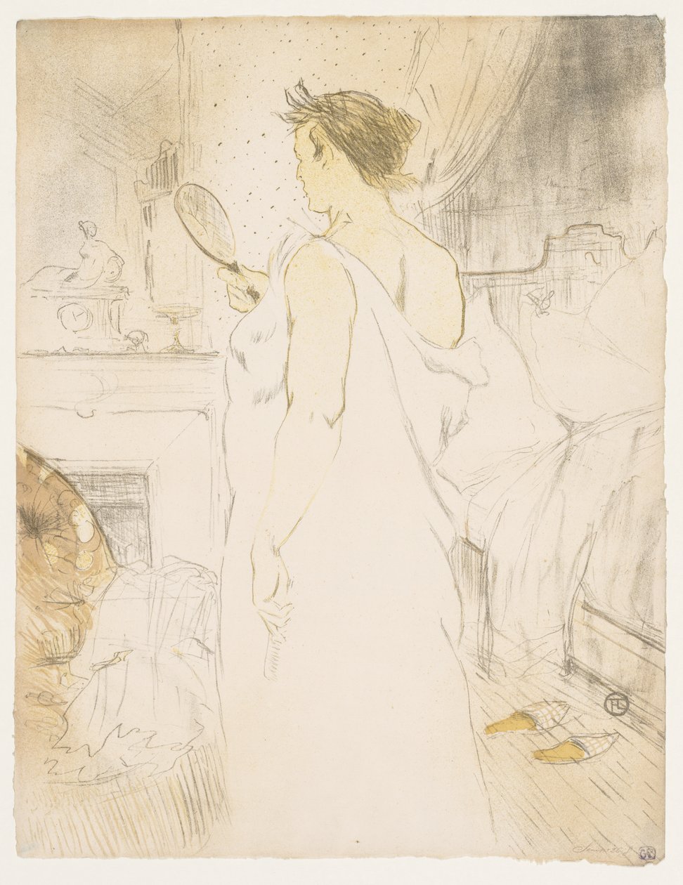Elles: Vrouw met een handspiegel door Henri de Toulouse-Lautrec