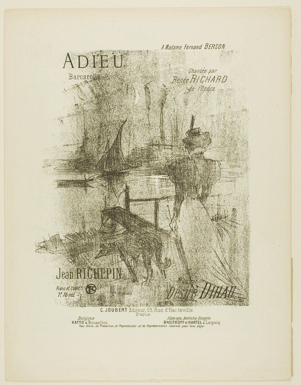 Afscheid, uit Mélodies de Désiré Dihau door Henri de Toulouse-Lautrec