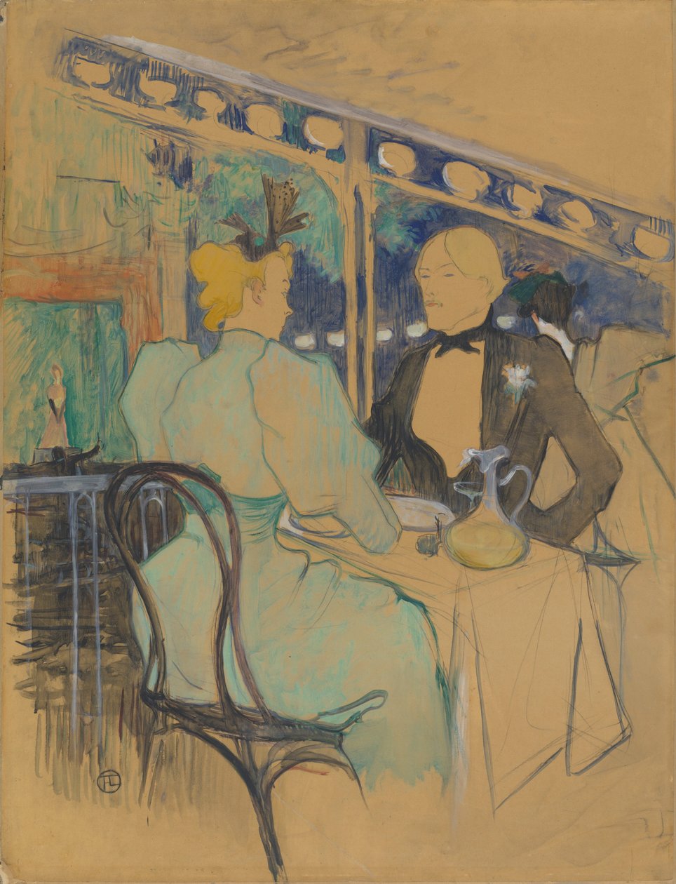 Modebewuste mensen bij Les Ambassadeurs (Bij Les Ambassadeurs: stijlvolle mensen) door Henri de Toulouse-Lautrec