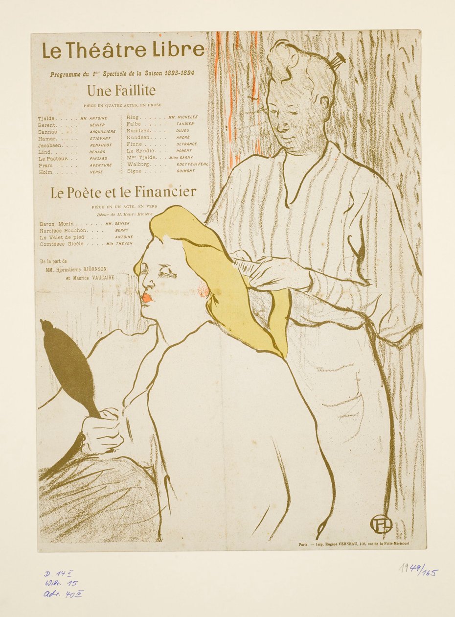 Kapper, programma van het Théâtre Libre door Henri de Toulouse-Lautrec