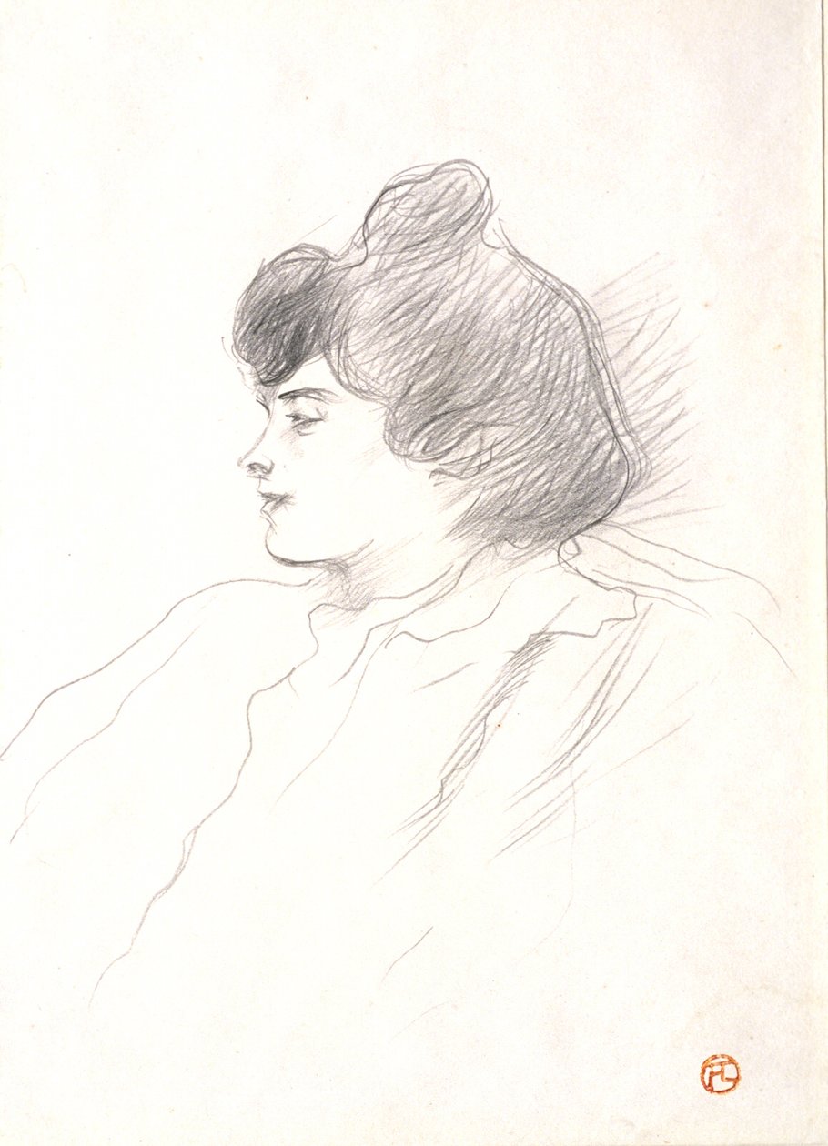 Hoofd van een vrouw door Henri de Toulouse-Lautrec