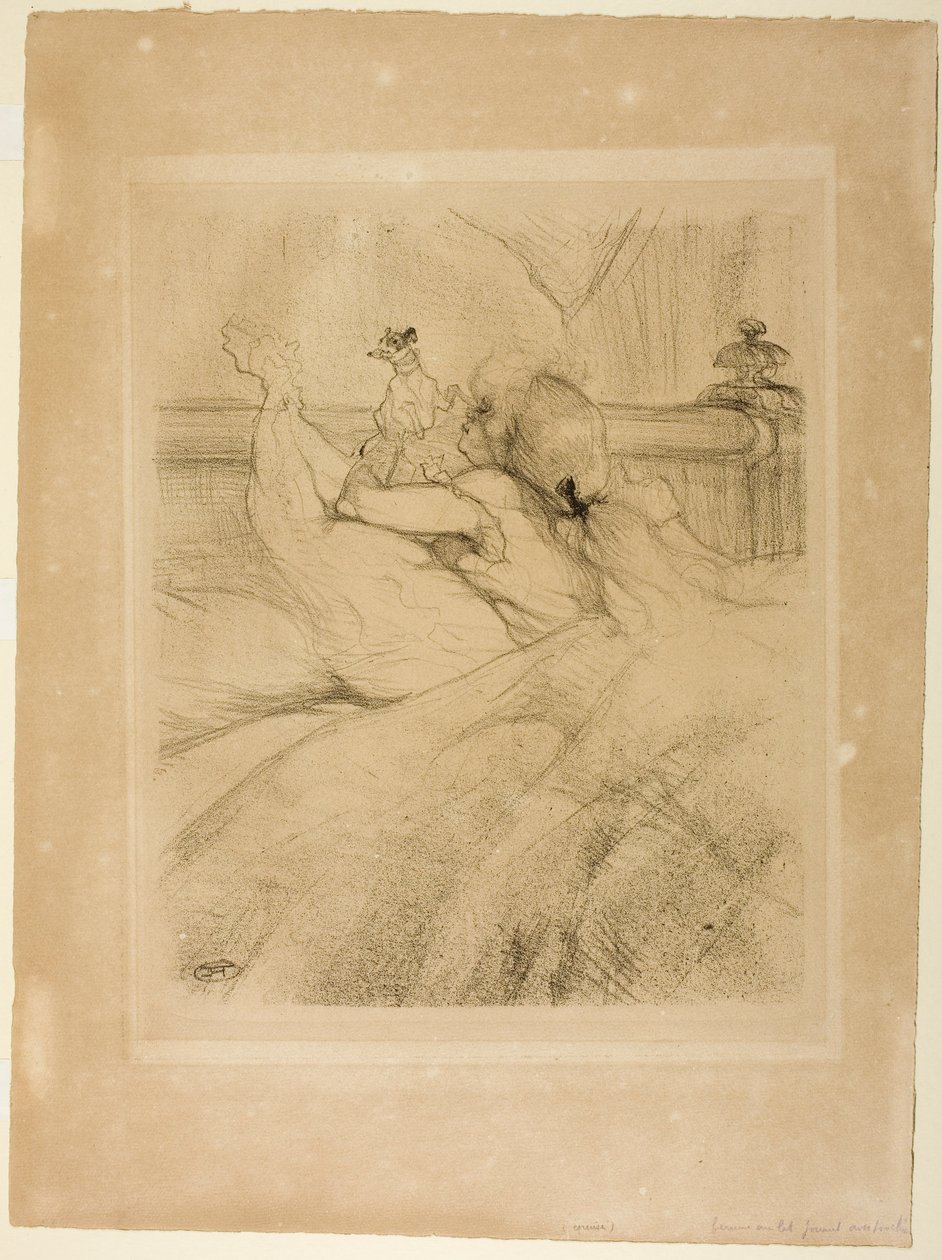 In bed door Henri de Toulouse-Lautrec