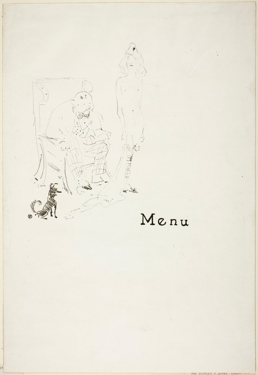 Het naakte meisje: Menu door Henri de Toulouse-Lautrec