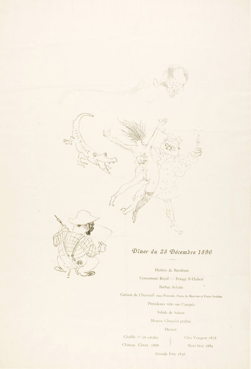 De krokodil, Menu door Henri de Toulouse-Lautrec