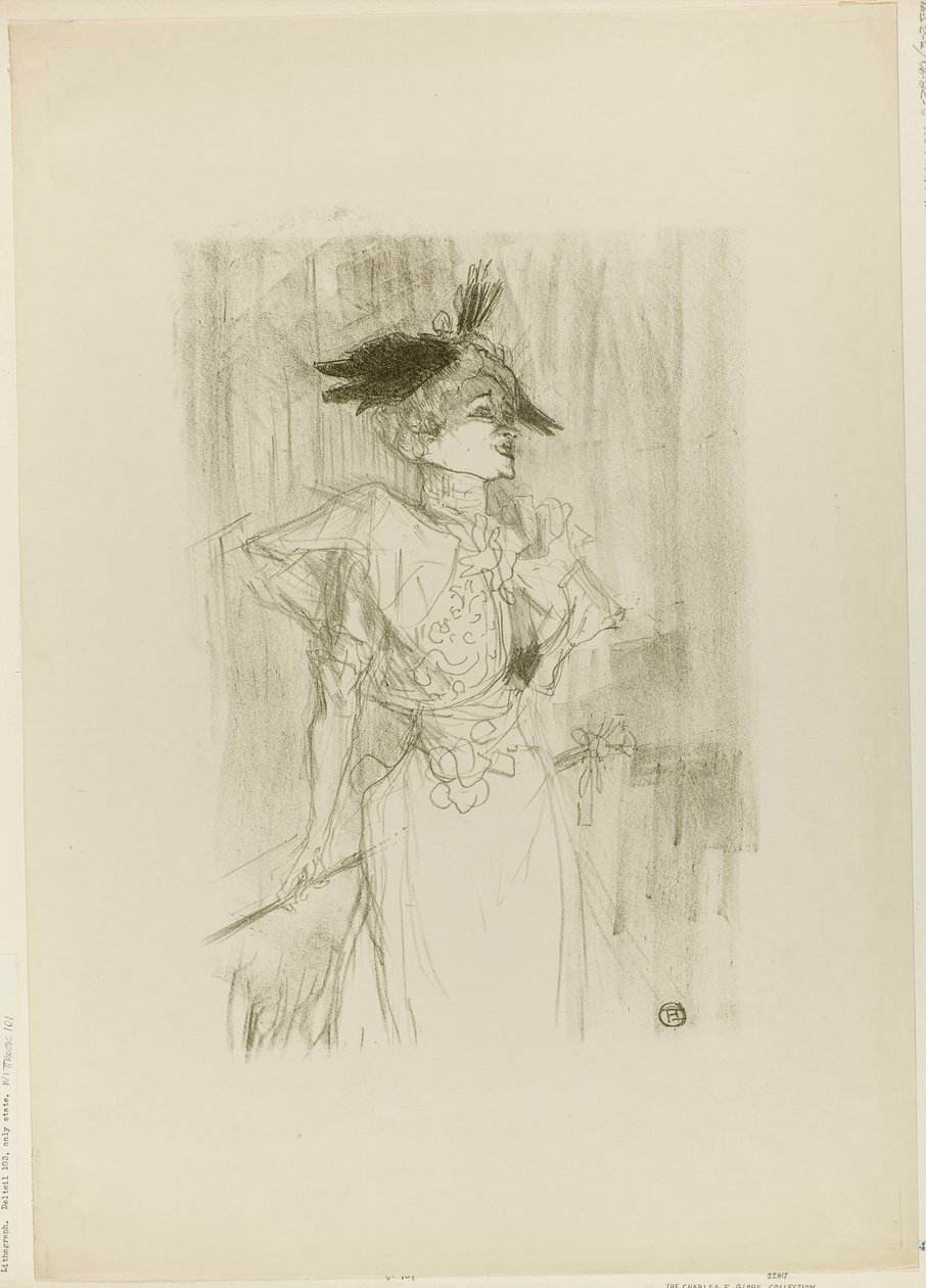 Juffrouw Marcelle Lender, Staand door Henri de Toulouse-Lautrec