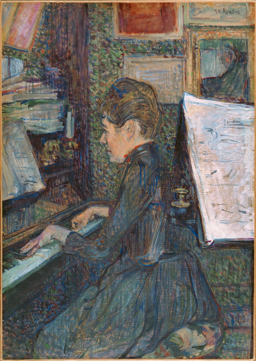 Miss Dihau aan de piano ... door Henri de Toulouse-Lautrec
