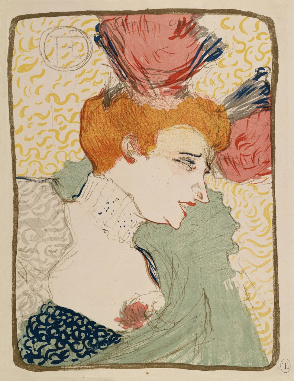 Mlle Marcelle Lender, buste door Henri de Toulouse-Lautrec