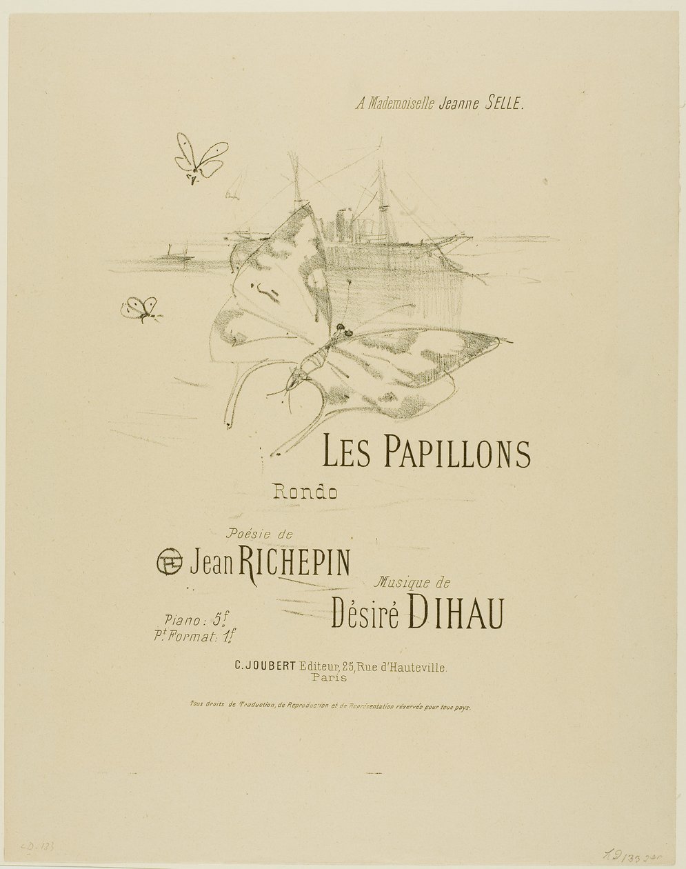 De Vlinders, uit Mélodies de Désiré Dihau door Henri de Toulouse-Lautrec