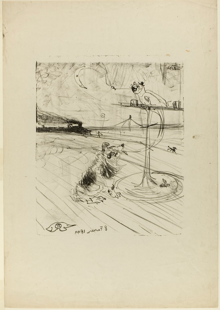 De hond en de papegaai door Henri de Toulouse-Lautrec