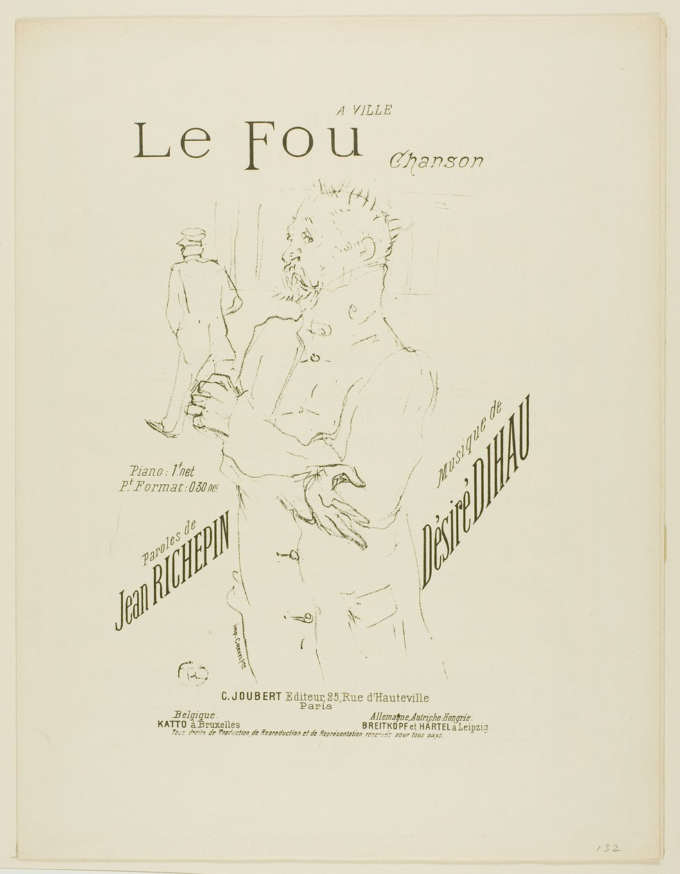 De Gek, uit Mélodies de Désiré Dihau door Henri de Toulouse-Lautrec