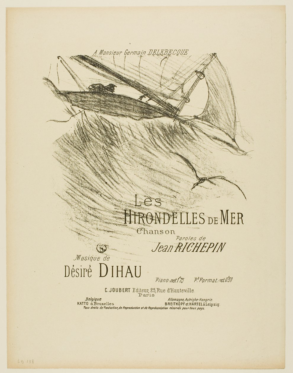 De Zeezwaluwen, uit Mélodies de Désiré Dihau door Henri de Toulouse-Lautrec