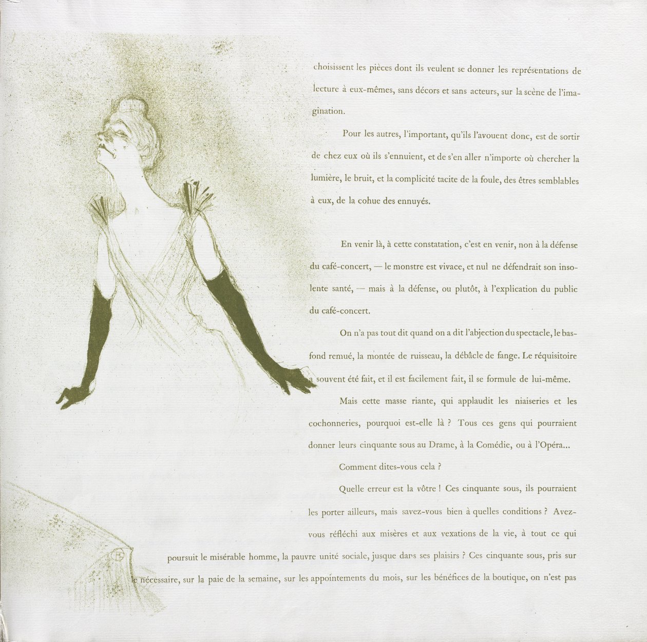 Yvette Guilbert - Franse Serie: Nr. 4 door Henri de Toulouse-Lautrec