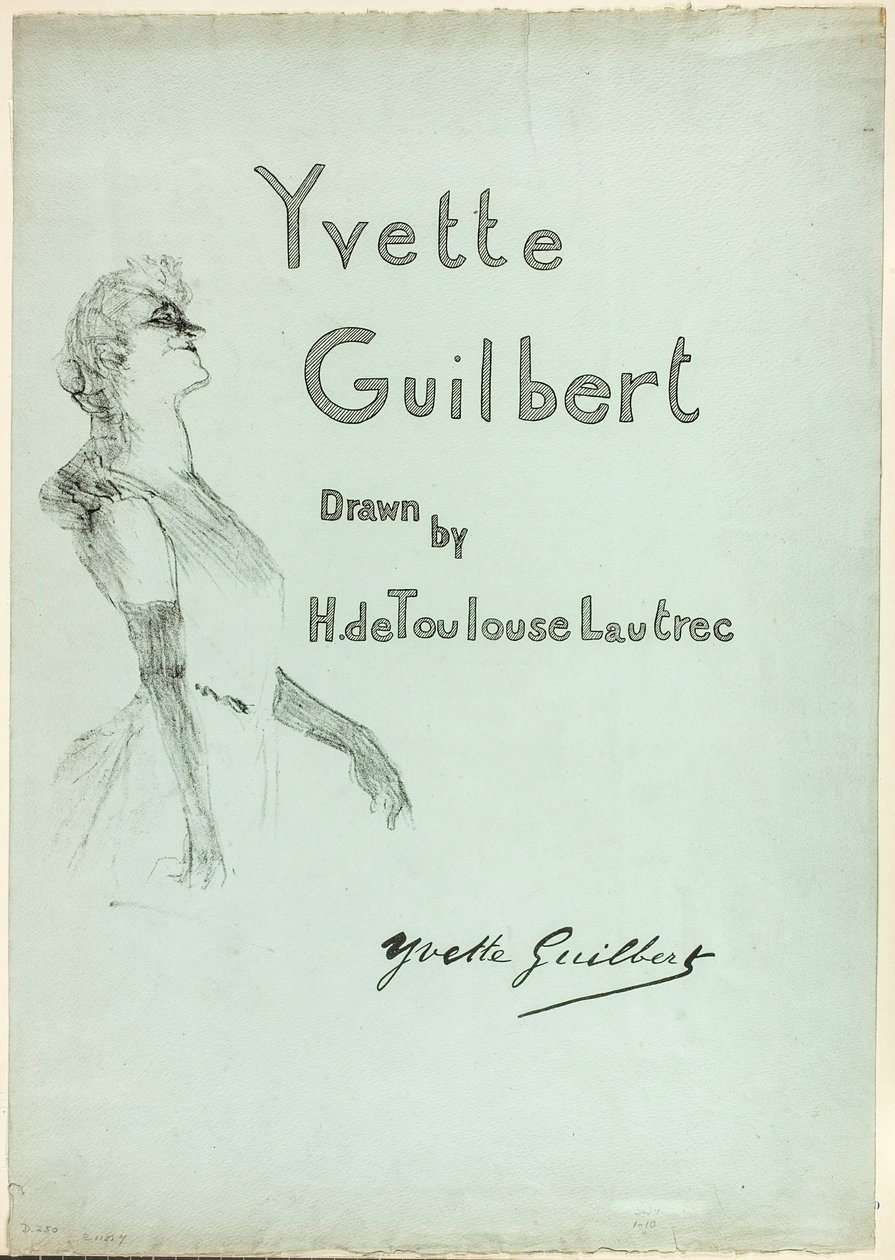 Yvette Guilbert op het podium, uit 
