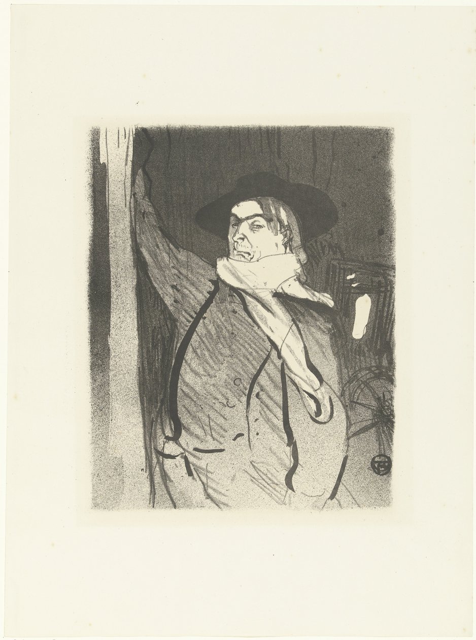 Portret van zanger en cabaretier Aristide Bruant door Henri de Toulouse Lautrec (signed by artist)