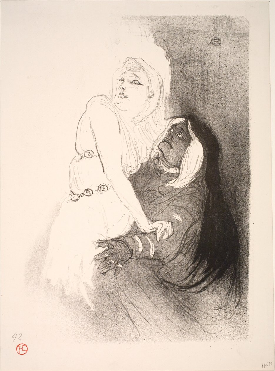 A la Renaissance, Sarah Bernhardt in Phèdre door Henri de Toulouse Lautrec